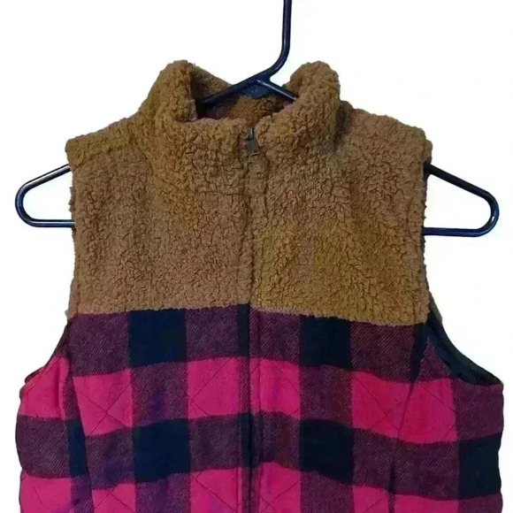 NWT Maurice’s Buffalo Plaid Sherpa Block Vest Sz XS - Picture 2 of 6